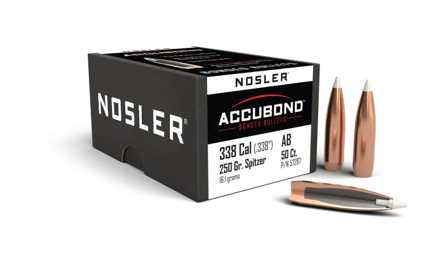 Nosler AccuBond 338 Cal 250gr Bullets 50pts