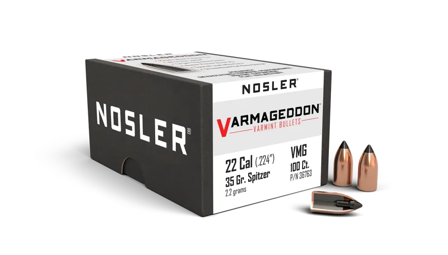 Nosler Varmageddon 22 Cal 35gr FB Tipped Bullets 100