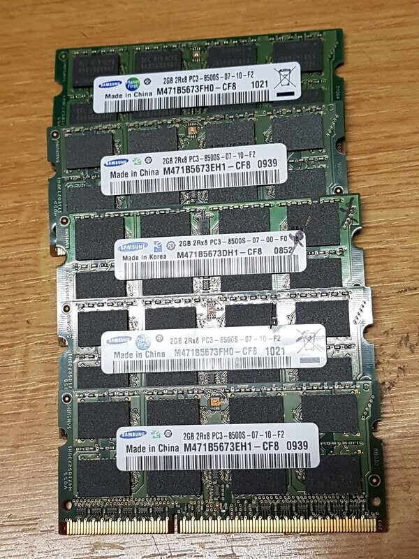 2 GB RAM DDR3 Samsung PC3-8500 1066 MHz für Notebook #