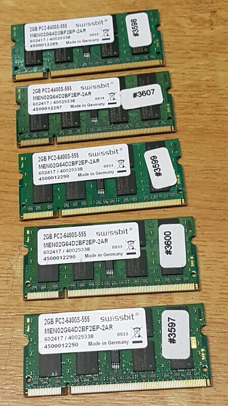 2 GB RAM DDR2 SWISSBIT PC2-6400 800 MHz für Notebook #