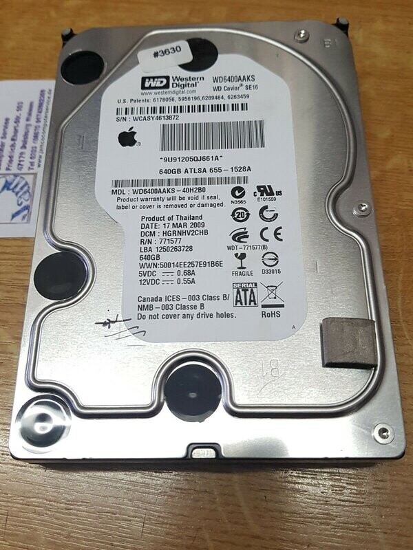 640 GB HDD APPLE MAC WD Western Digital Caviar SE16 WD6400AAKS SATA #3630 640 GB HDD APPLE MAC WD Western Digital Caviar SE16 WD6400AAKS SATA #3630