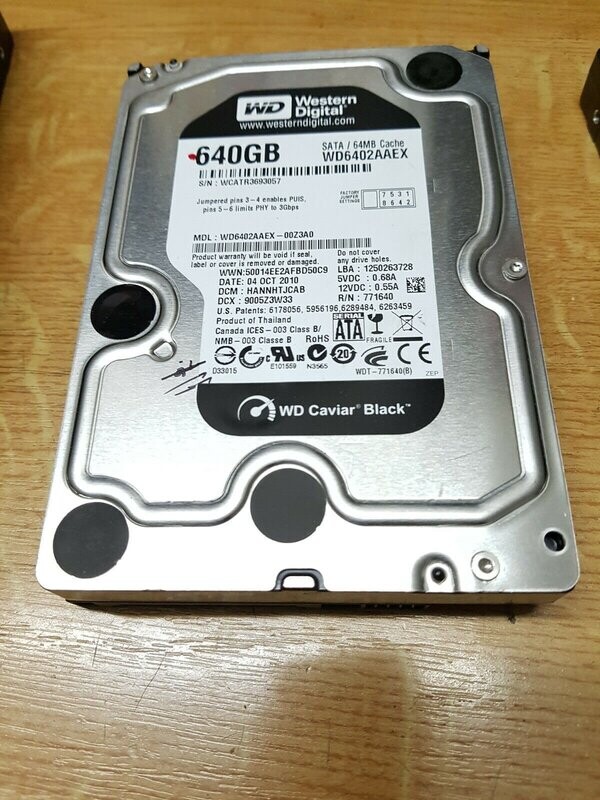 640GB HDD Western Digital Caviar Black 64MB Cache 7200RPM 3,5 640GB HDD Western Digital Caviar Black 64MB Cache 7200RPM 3,5" SATA #4681