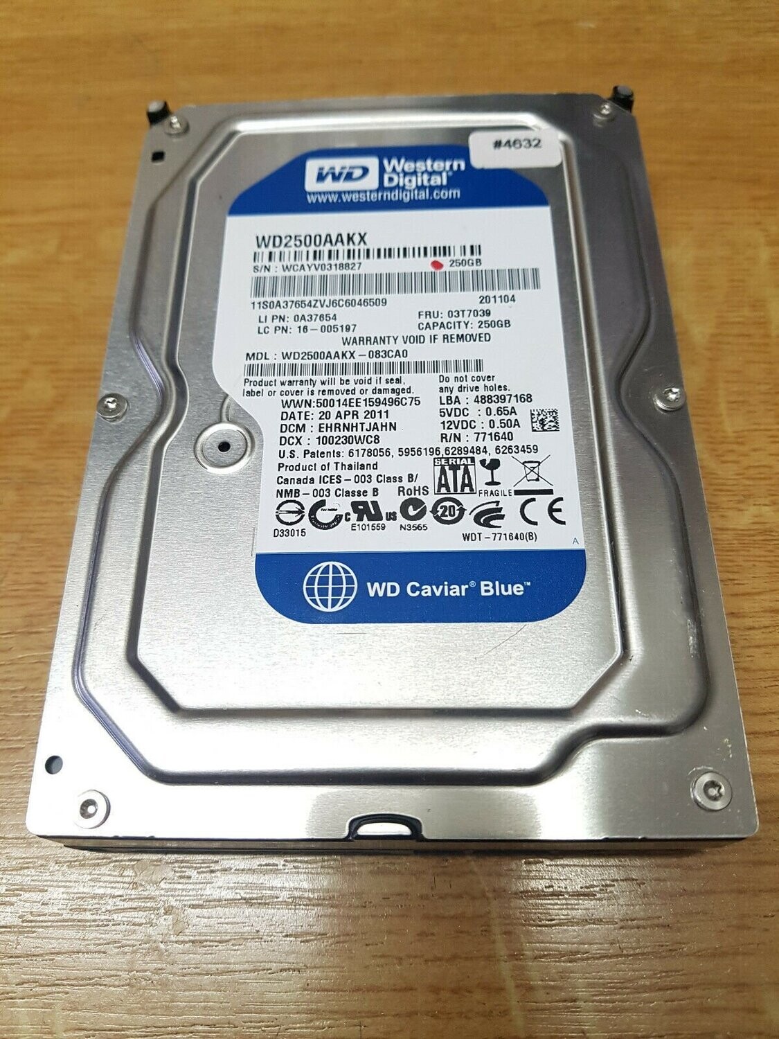 250 GB Festplatte WD Western Digital Caviar Blue 7200RPM 3,5" SATA #4632