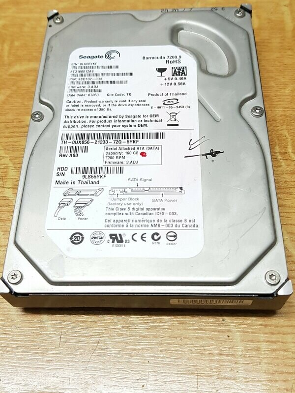 160 GB Festplatte Seagate Barracuda 9 7200RPM 3,5 160 GB Festplatte Seagate Barracuda 9 7200RPM 3,5" SATA #4643-45