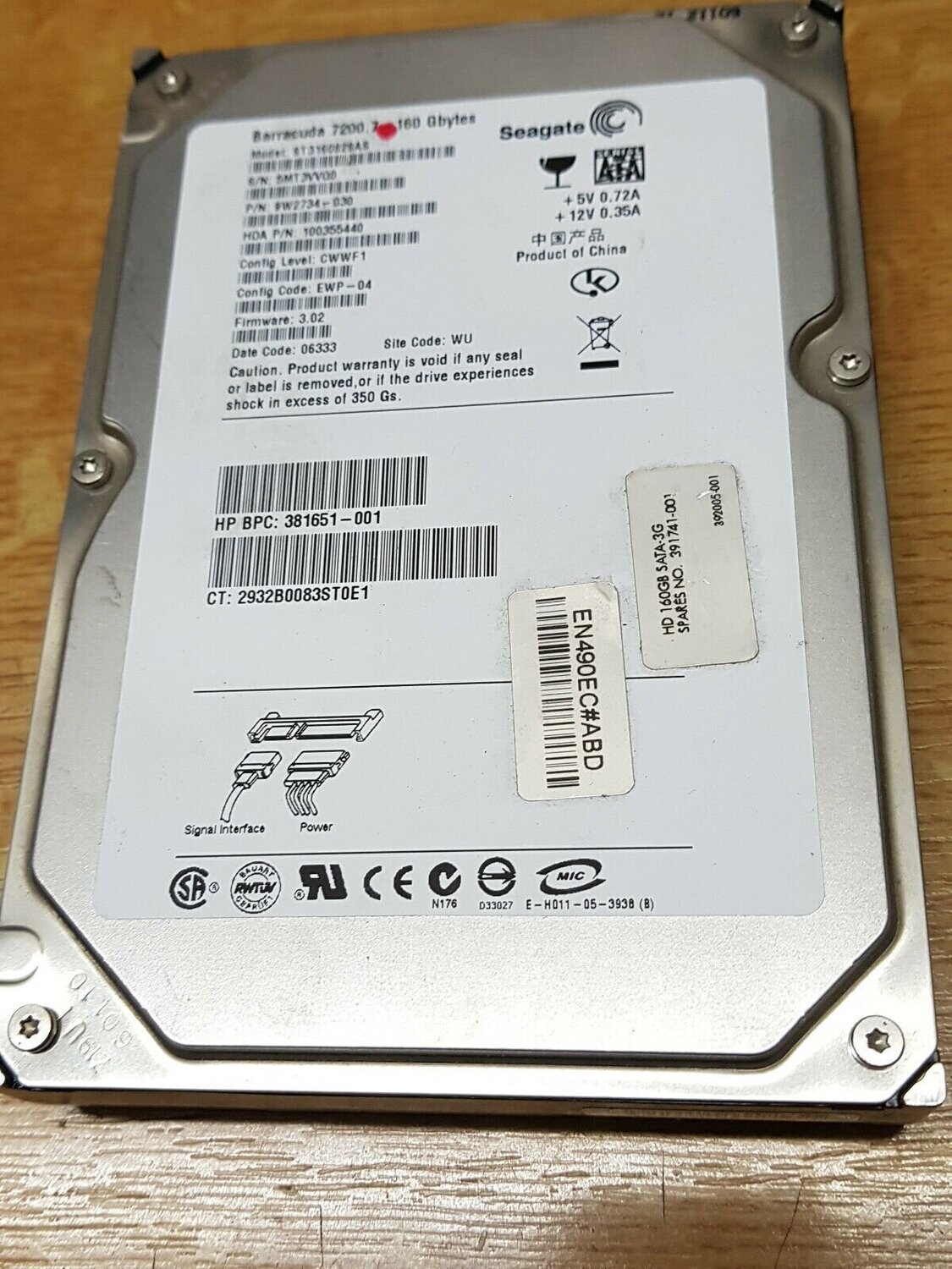 160 GB Festplatte Seagate Barracuda 7 7200RPM 3,5" SATA #4638