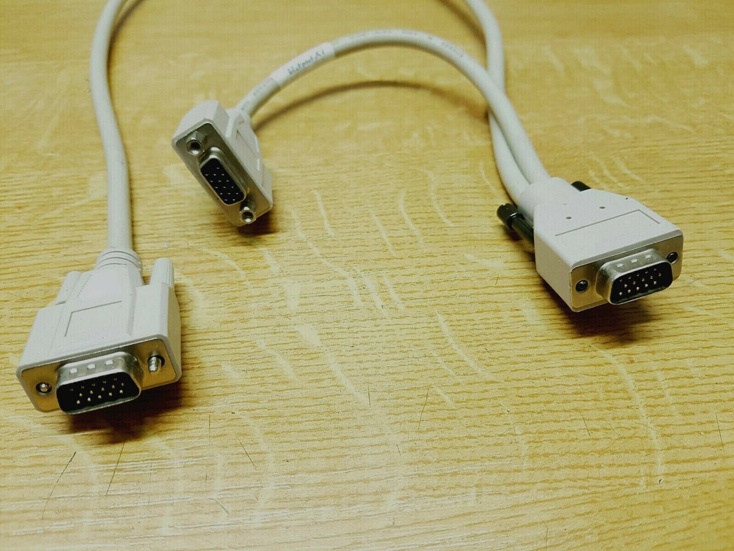 VGA - AnschlussKabel MonitorKabel für Monitor ca. 76cm grau Stecker an Stecker + Buchse  #0236