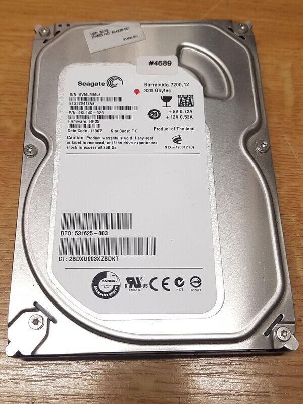 320 GB HDD Seagate St3320418AS P/N 9SL14C-023 FW HP35 Date Code 11067 #04689-4906-4650 320 GB HDD Seagate St3320418AS P/N 9SL14C-023 FW HP35 Date Code 11067 #04689-4906-4650