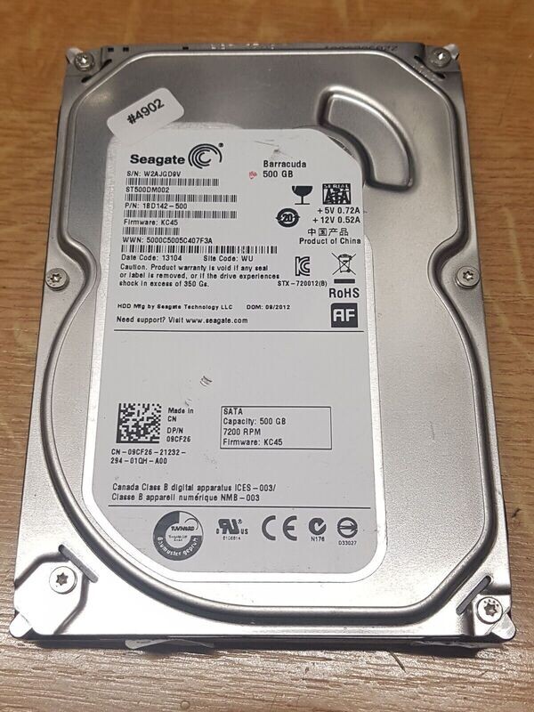 500 GB Festplatte 3,5 500 GB Festplatte 3,5" Seagate ST3500DM002 Barracuda FW KC45 D. Code 13104 #4902