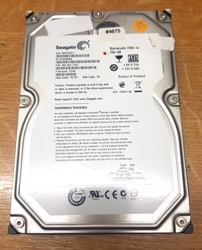 750 GB Festplatte 3,5 750 GB Festplatte 3,5" Seagate ST3750528AS Barracuda FW CC44 D. Code 10175 #4675