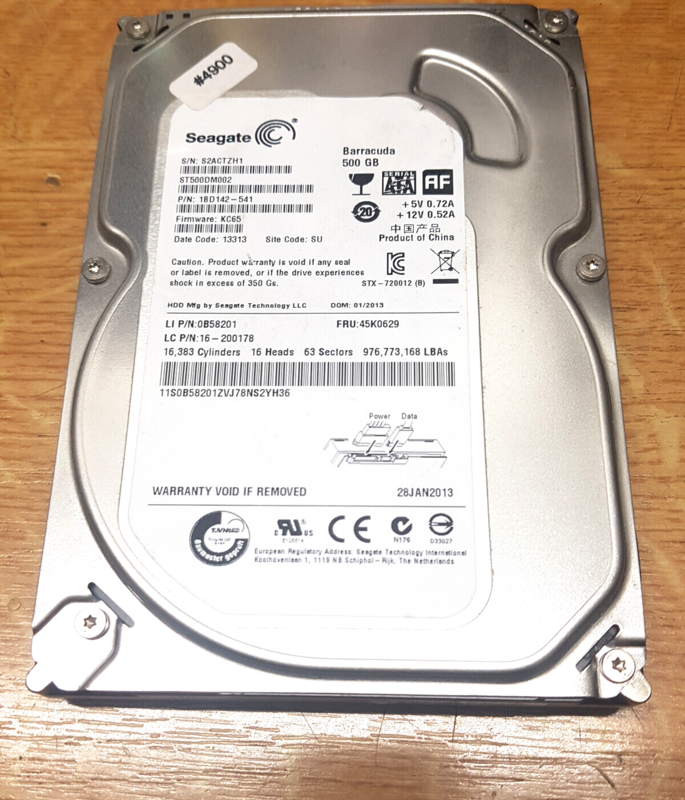 500 GB Festplatte 3,5 500 GB Festplatte 3,5" Seagate ST3500DM002 Barracuda FW KC65 D. Code 13313 #4900