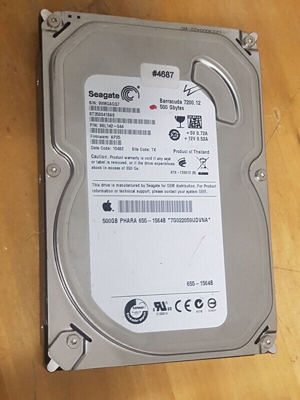 500 GB HDD APPLE MAC Seagate Barracuda ST3500418AS FW AP25 D. Code 10482 #4687 500 GB HDD APPLE MAC Seagate Barracuda ST3500418AS FW AP25 D. Code 10482 #4687