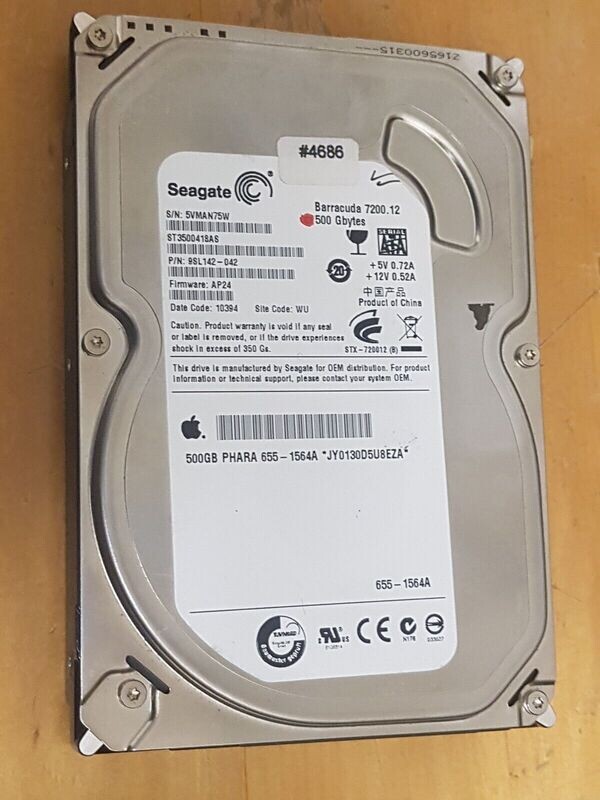 500 GB HDD APPLE MAC Seagate Barracuda ST3500418AS FW AP24 D. Code 10394 #4686