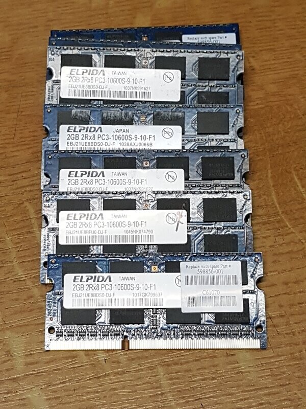 2 GB RAM DDR3 ELPIDA PC3-10600 1333 MHz für Notebook #