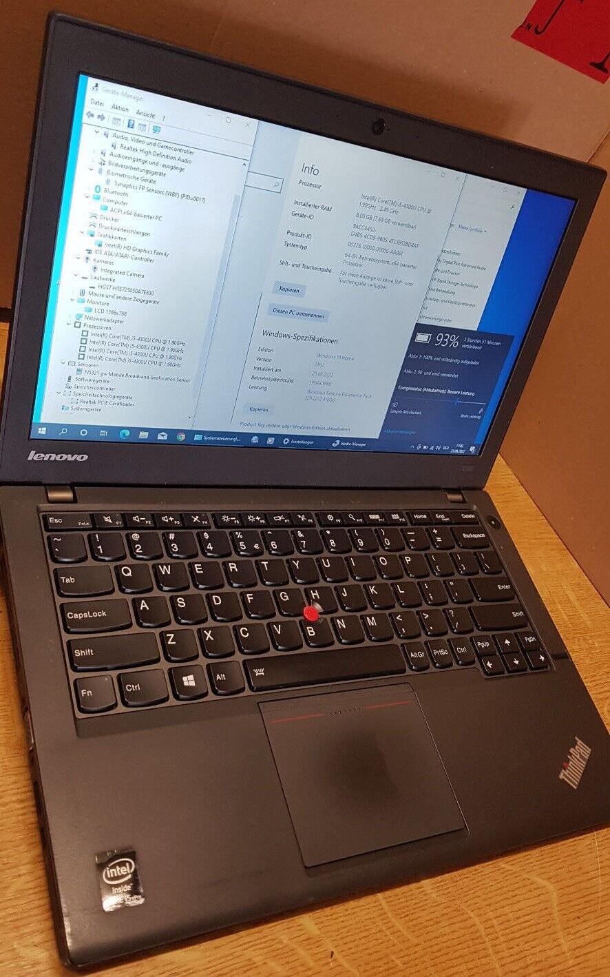 Lenovo ThinkPad X240 Intel i5-4300U 8GB 500GB 12,5 Lenovo ThinkPad X240 Intel i5-4300U 8GB 500GB 12,5" 2x AKKUs Win10 #4106