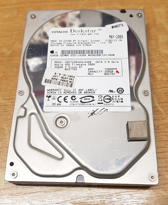 320 GB 3,5 320 GB 3,5" HDD APPLE MAC Hitachi Deskstar HDP25032GLA380 PN 0A37755 MLC #4673