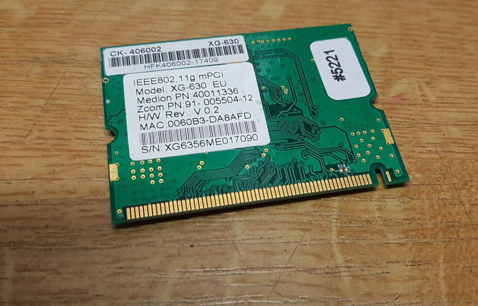 WLAN Kart Wlan Adapter XG-630 EU Medion PN 40011336 Winbond W89C33DG #5221-23