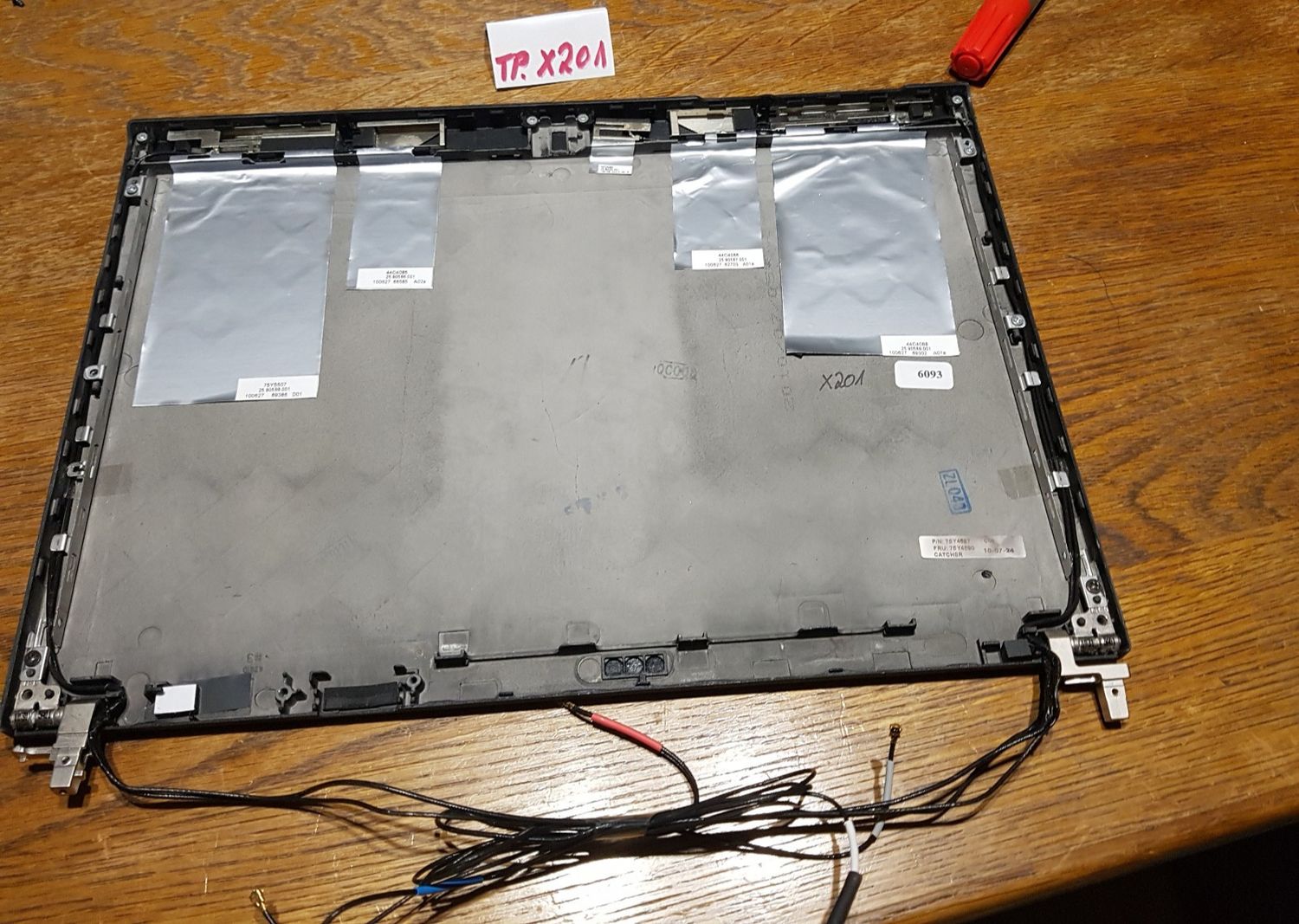 Display Deckel Cover mit Scharnieren u. WLAN-Kabel Lenovo Thinpad X201 #6093