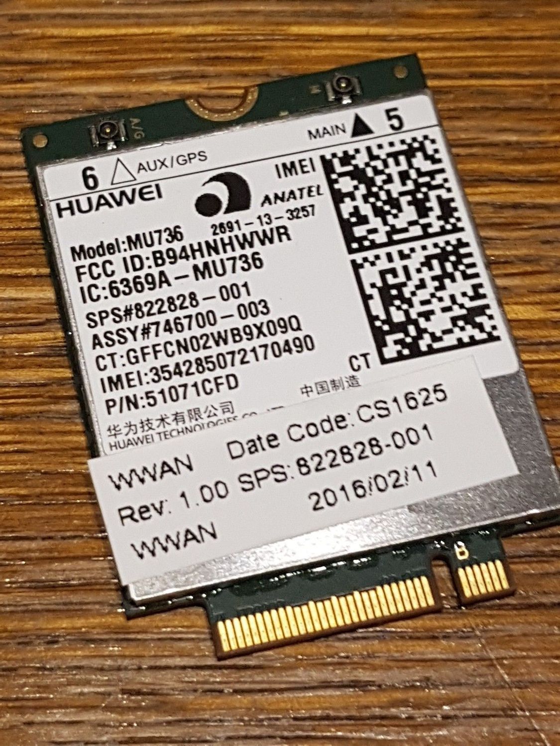WWAN Modem Karte Huawei MU736 HP SPS: 822828-001 #6018_27 WWAN Modem Karte Huawei MU736 HP SPS: 822828-001 #6018_27