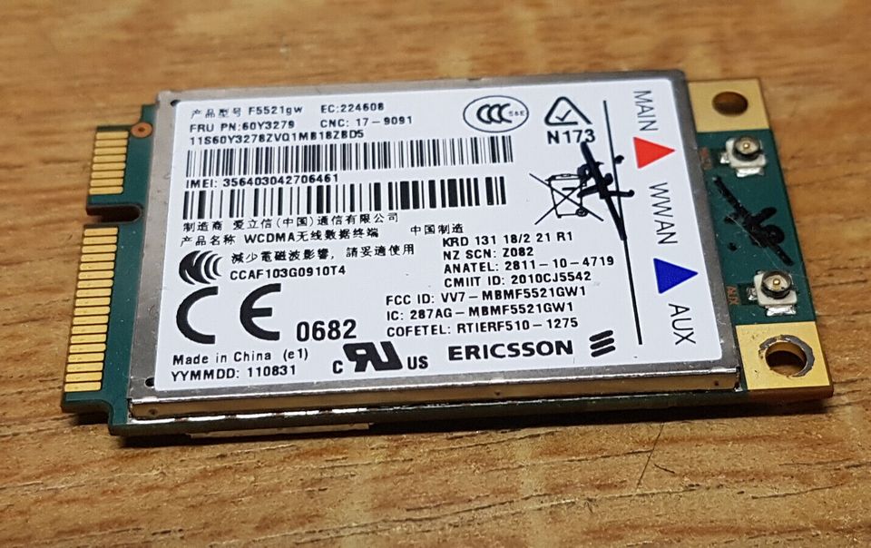 WWAN Modem Karte Ericsson H5521gw Lenovo PN FRU 60Y3279 #5218_20 WWAN Modem Karte Ericsson H5521gw Lenovo PN FRU 60Y3279 #5218_20