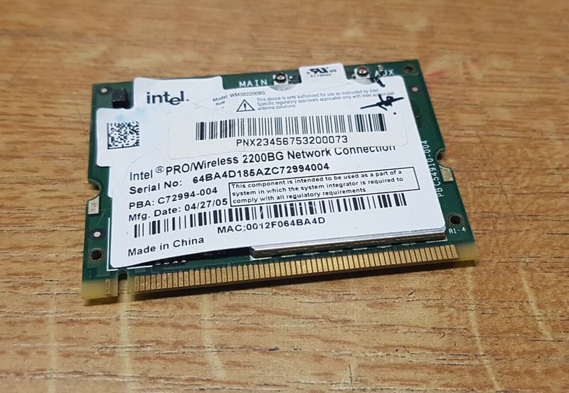 WLAN Kart Wlan Adapter Intel Pro 2200BG PBA: C72994-004 #5209_40 WLAN Kart Wlan Adapter Intel Pro 2200BG PBA: C72994-004 #5209_40