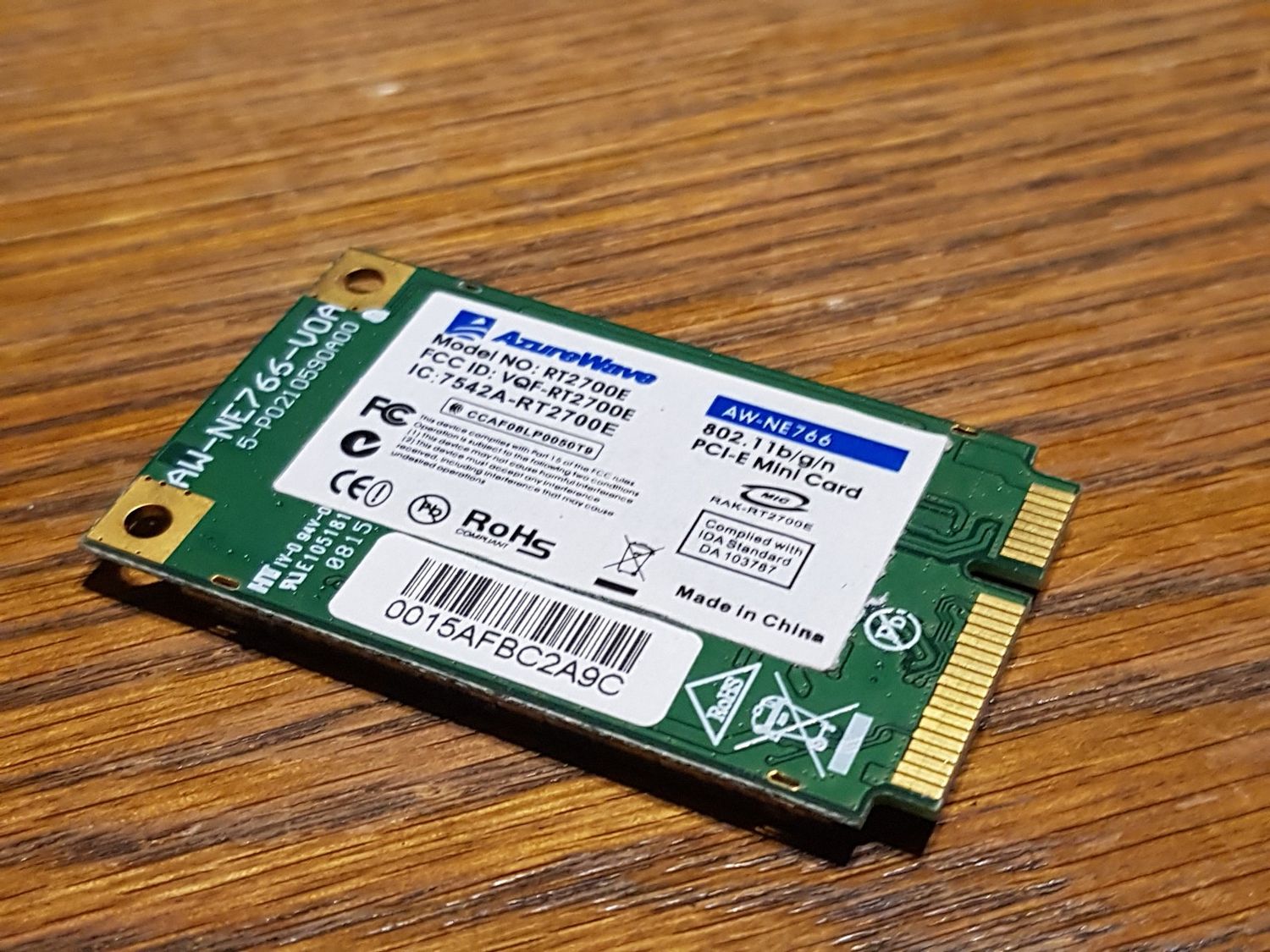 WLAN Card AZUREWAVE AW-NE766 RT2700E Mini-PCI-E für Laptops #5024