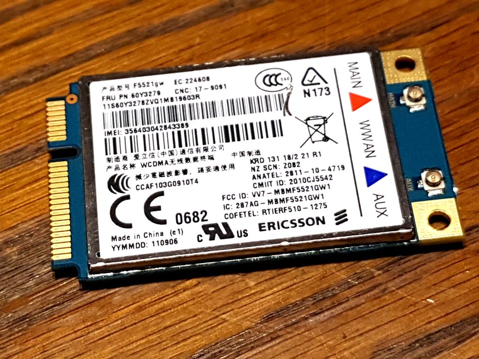 WWAN Modem Karte Ericsson F5521gw Lenovo PN FRU 60Y3279 , TP T420.. #6051 WWAN Modem Karte Ericsson F5521gw Lenovo PN FRU 60Y3279 , TP T420.. #6051