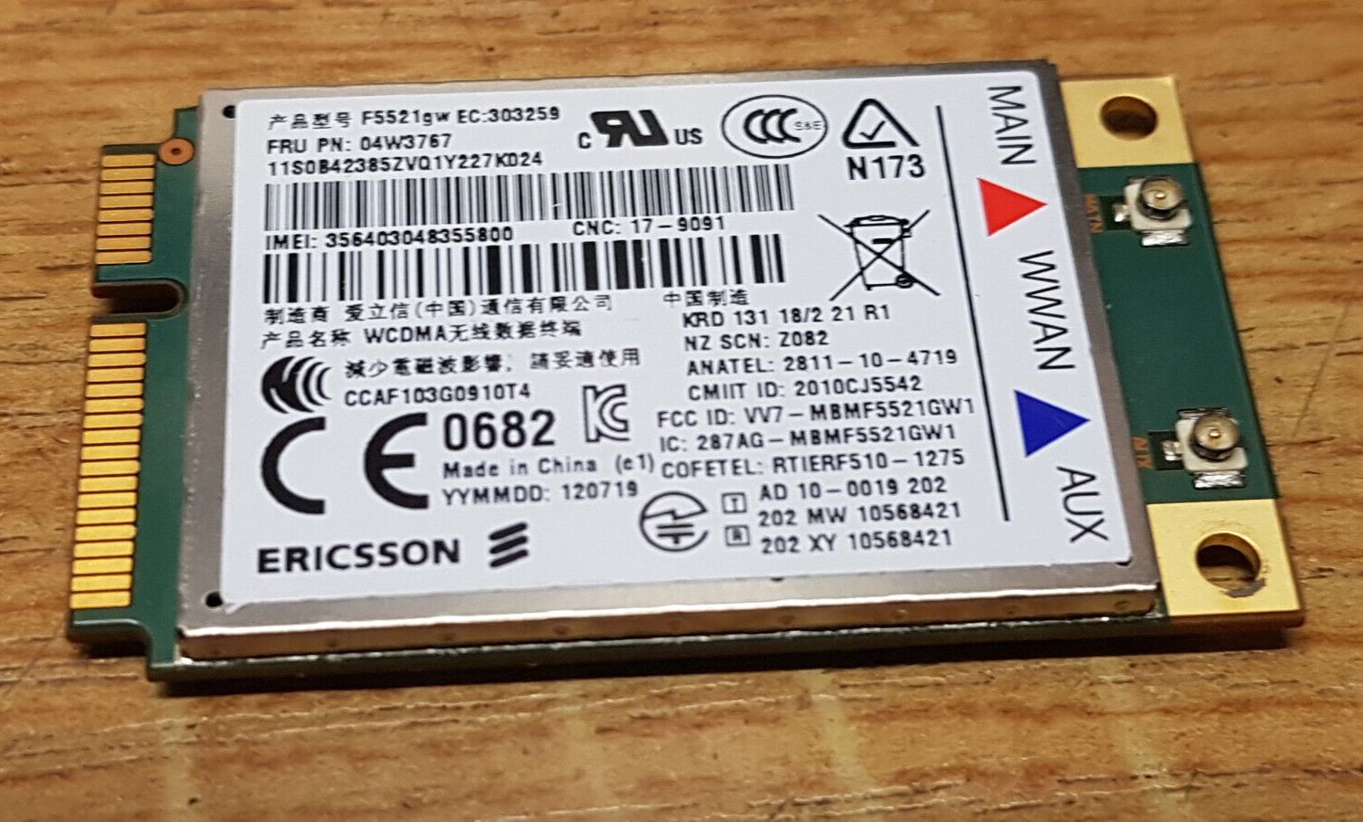 WWAN Modem Karte Ericsson H5521gw Lenovo PN FRU 04W3767 #5237_38