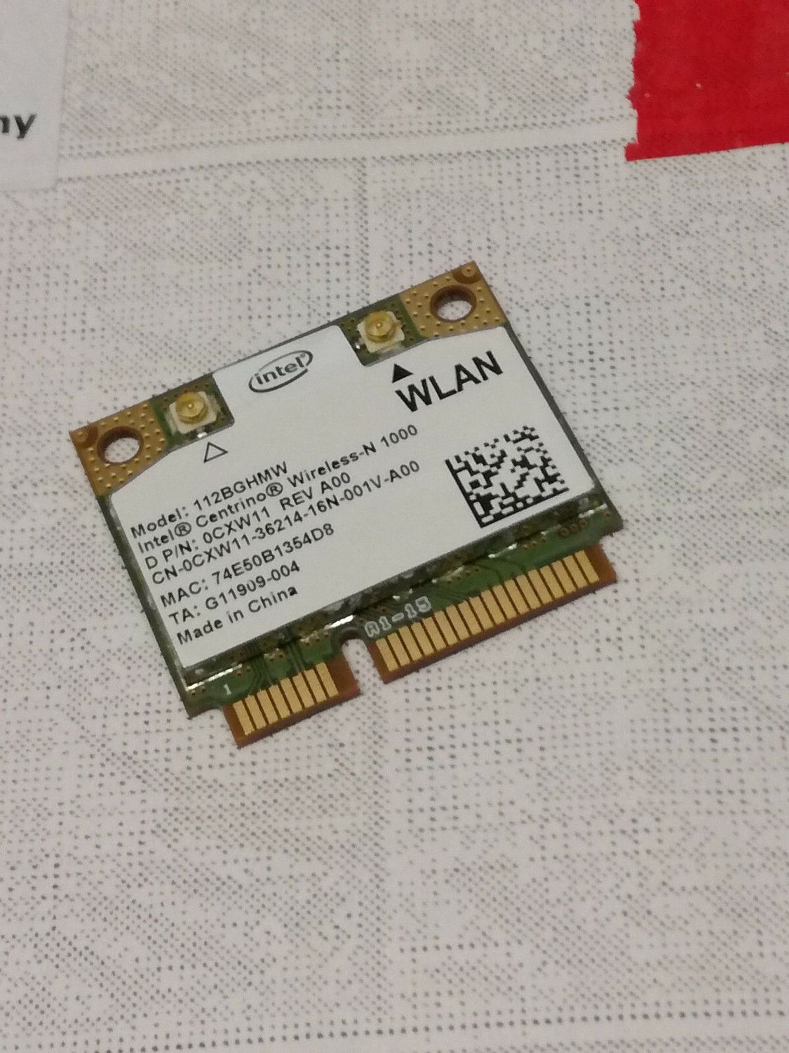 Bitte LESEN! WLAN Kart Intel Centrino 112BGHMW P/N 0CXW11 Rev A00 #45xx