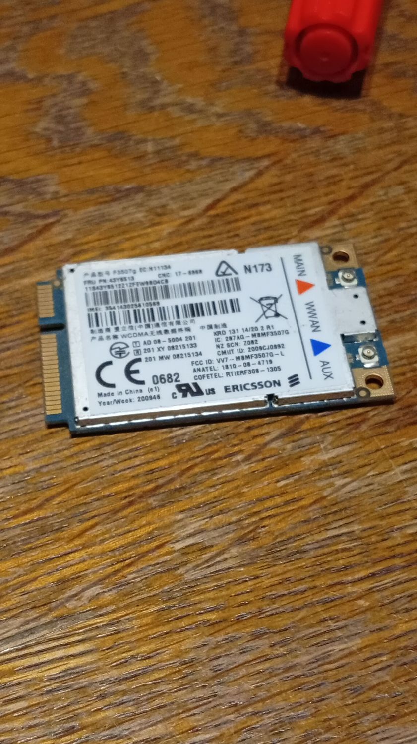 WWAN Modem Karte Ericsson F3507g  Lenovo PN FRU 43Y6513 #8089
