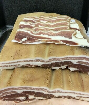Home cured streaky bacon (smoked)