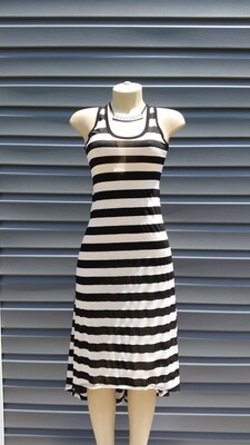 E-Caress Hi-Low Black and White Dress