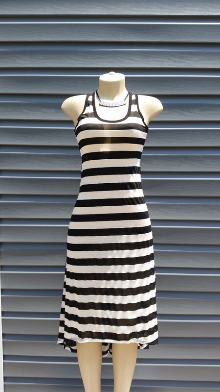 E-Caress Hi-Low Black and White Dress