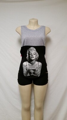 E-Caress Marilyn Monroe Top GRAY/BLACK