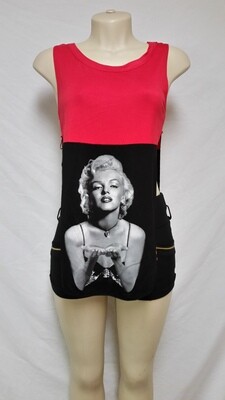 E-Caress Marilyn Monroe Top RED/BLACK