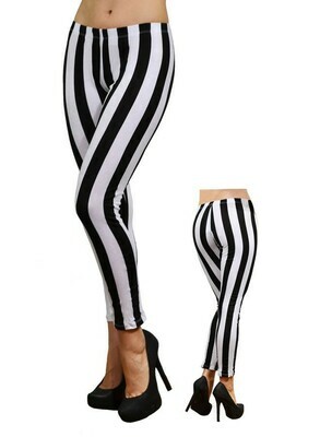 Leggings featuring a stripe print. BLACK/WHITE