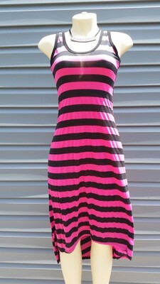 E-Caress Pink/Black Hi-Lo Dress