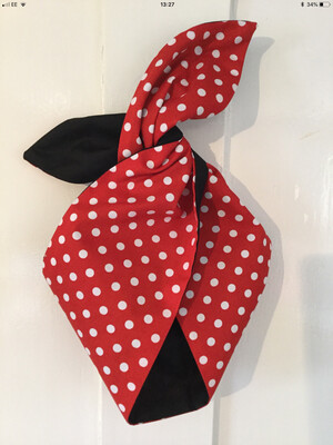 Girlie Minnie ( Red Polka With Plain Blk Reverse ) Hairband