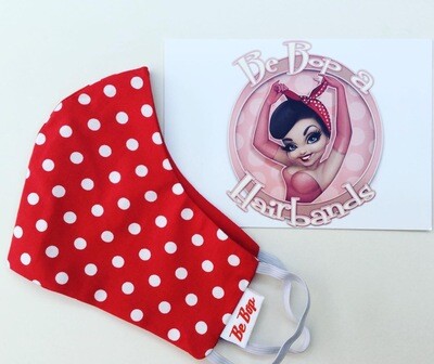 Red Polka With Plain Red Reversible Face Mask