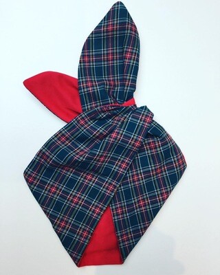 Christmas Tartan Backed In Plain Red Wired Hairband