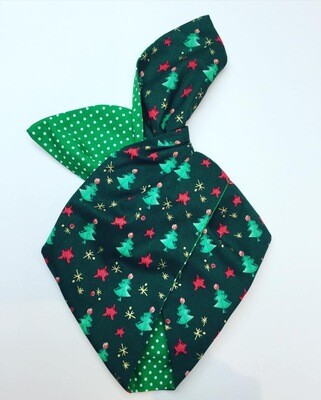 Green Mini Christmas Trees With Green Polka Dot Reverse Wired Hairband