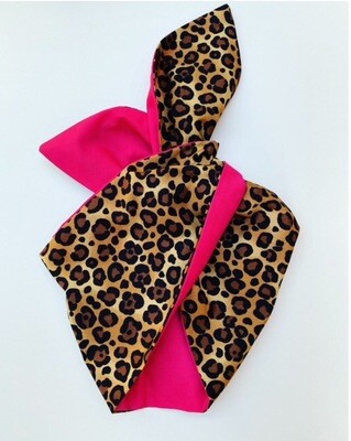Leopard Print With Cerise Wired Hairband