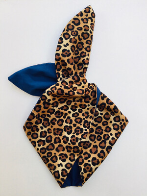 Leopard Print With Navy Blue Backing Wired Hairband