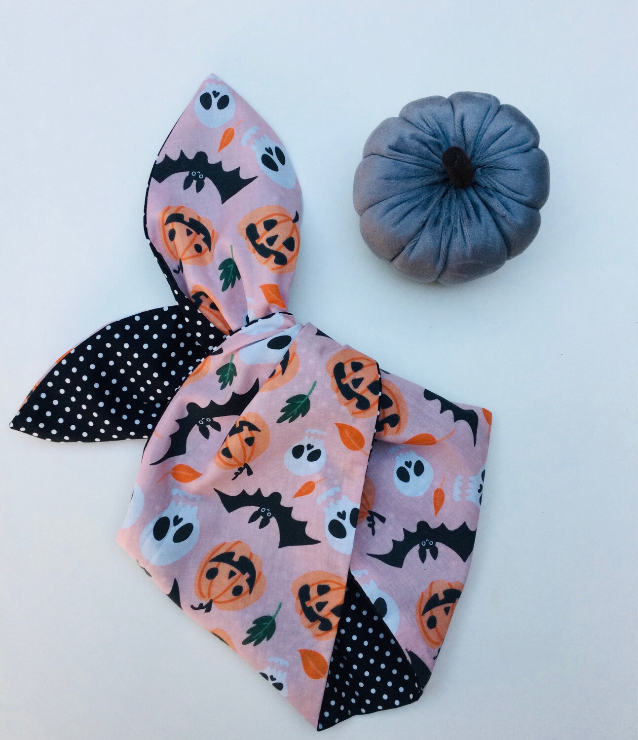Pale Pink Pumpkin And Skull Wired Hairband