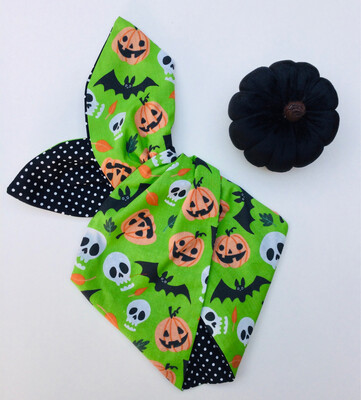 Green Skull And Pumpkin Wired Hairband