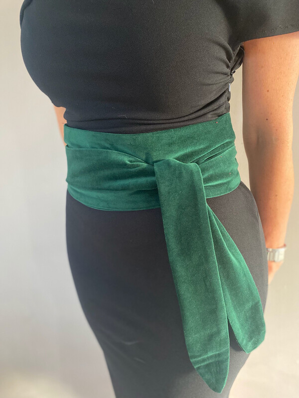 Green Velvet Obi Belt