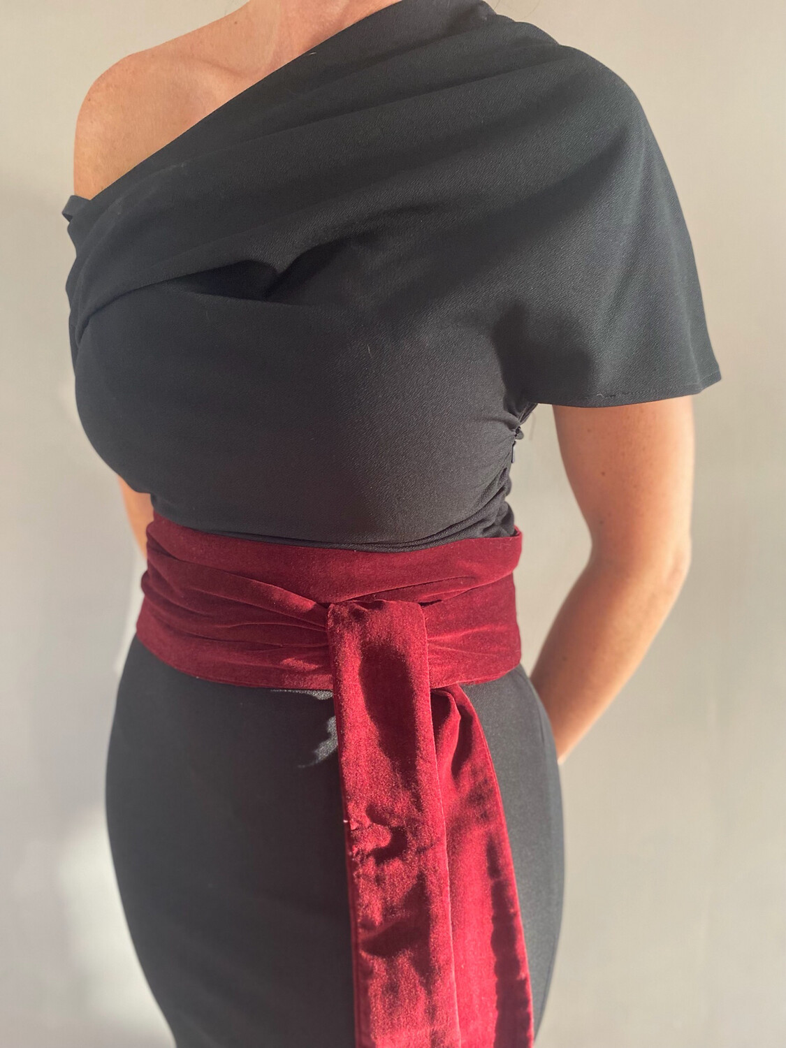 Wine Velvet Obi Belt