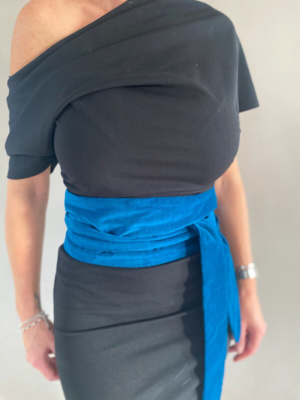 Teal Velvet Obi Belt