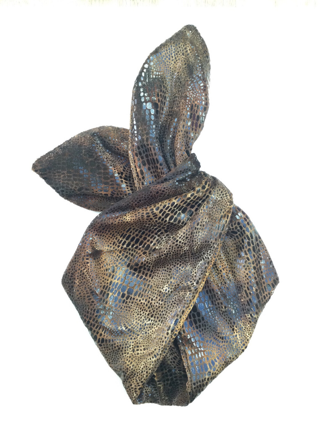 Brown Snakeskin Effect Velvet Wired Hairband