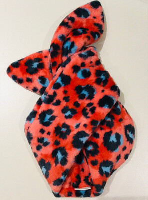 Bright Red / Blue Leo Cuddle Fleece Wired Hairband