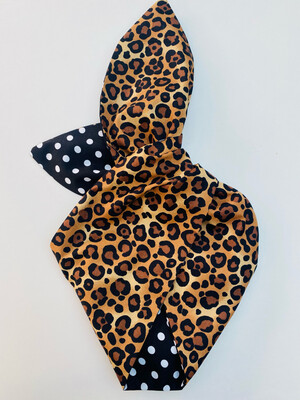 Leopard print / black polka dot hairband